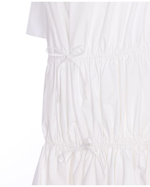 Alaïa White Dress With Drawstring Ties