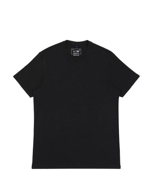 Armani Jeans Black Printed V-Collar Short-Sleeved T-Shirt for men