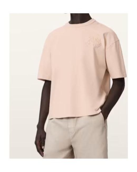 AllSaints Pink Insignia Short Sleeve Cotton T-Shirt for men