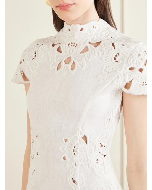 Cult Gaia White Zafira Embossed Lace Mini Dress