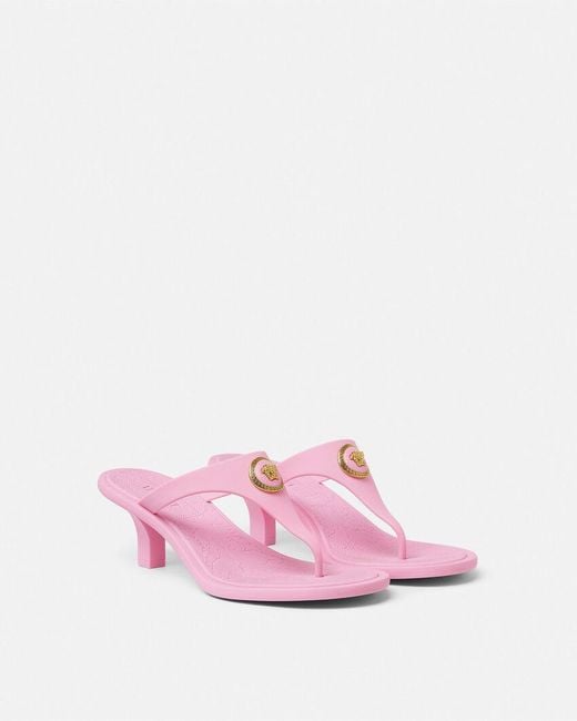 Versace Pink Heeled Thong Sandals