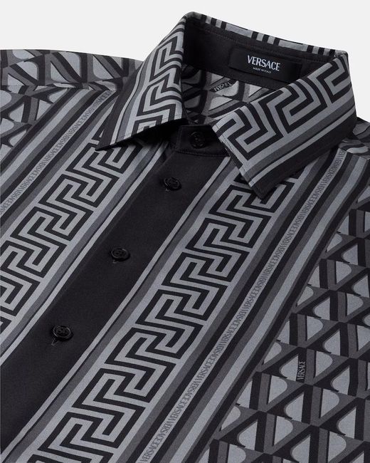 Versace Black Pattern-Printed Long-Sleeved Shirt for men