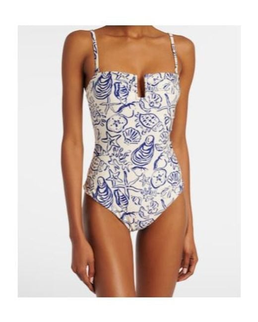 Jonathan Simkhai Blue Ottilie Printed Swimsuit
