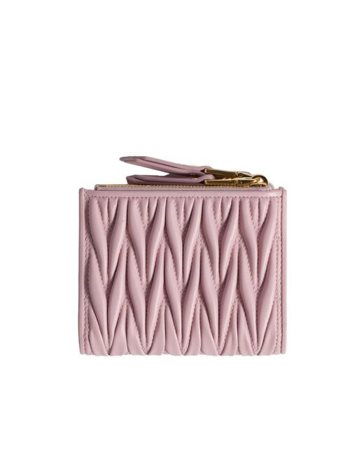 Miu Miu Pink Matelassé Nappa Leather Small Wallet