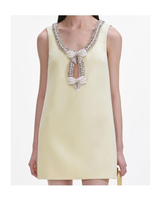 Self-Portrait Natural Crepe Bow Mini Dress