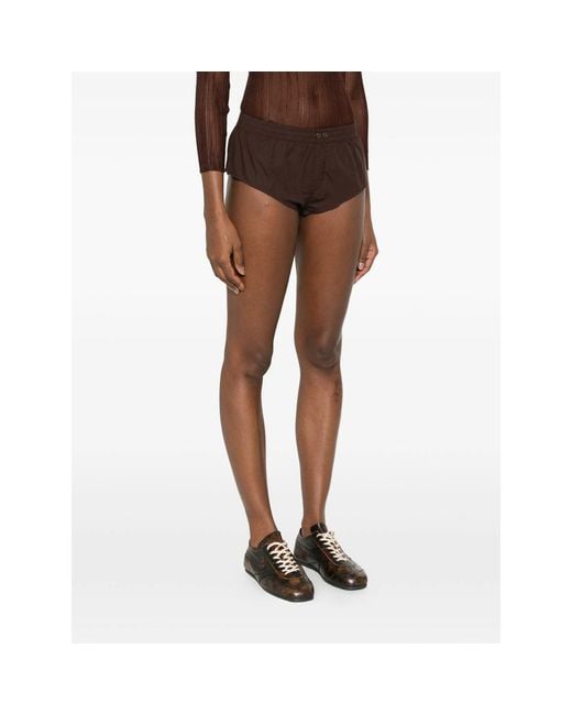 Entire studios Brown Pixie Buttoned Mini Shorts