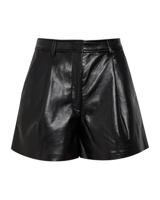 Anine Bing Black Trent Leather-Blend Shorts