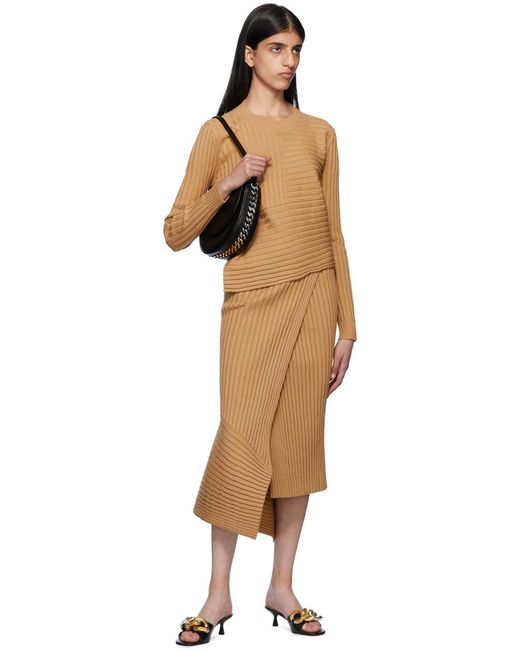 Stella McCartney Natural Asymmetrical Midi Skirt