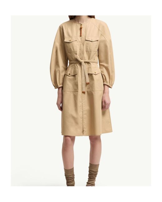 Moncler Natural Pleated Poplin Dress