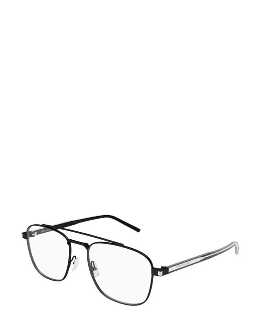 Saint Laurent White Eyewear Pilot Frame Glasses for men
