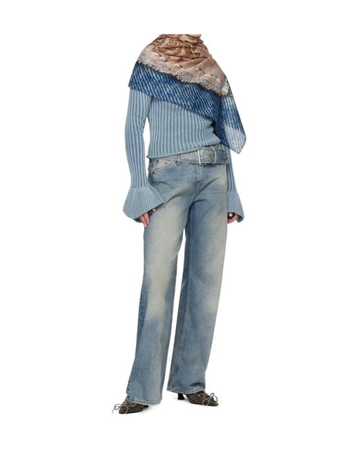 Acne Blue Ruffled Sleeved Jumper
