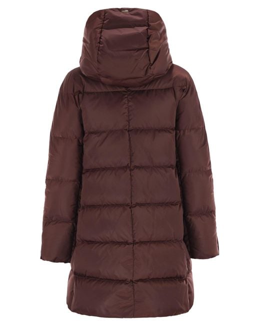 Herno Brown A-Shape Down Jacket With Hood