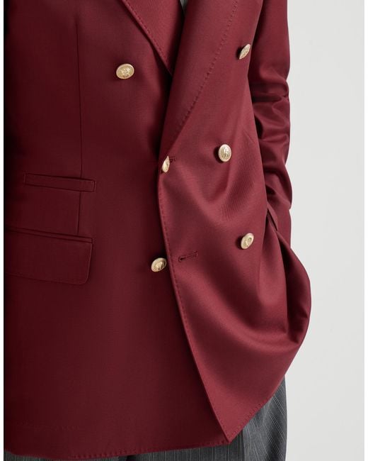 Brunello Cucinelli Red Peak-Lapels Blazer for men