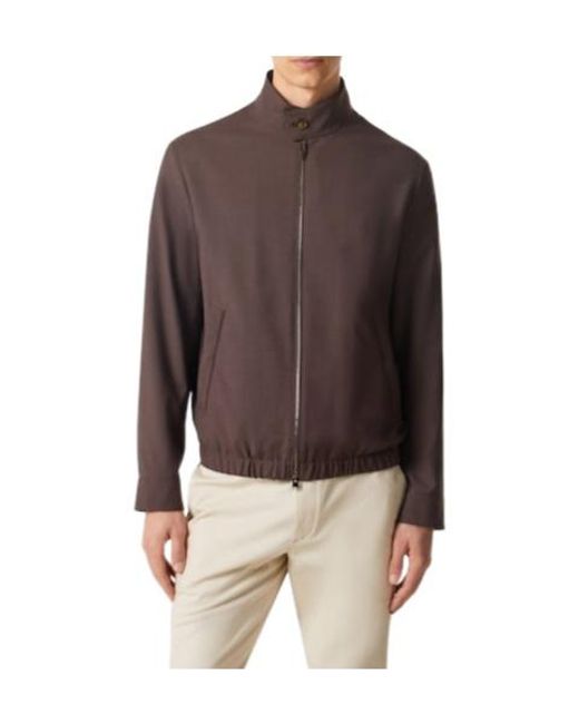 Canali Brown High-Neck Zip Jacket for men