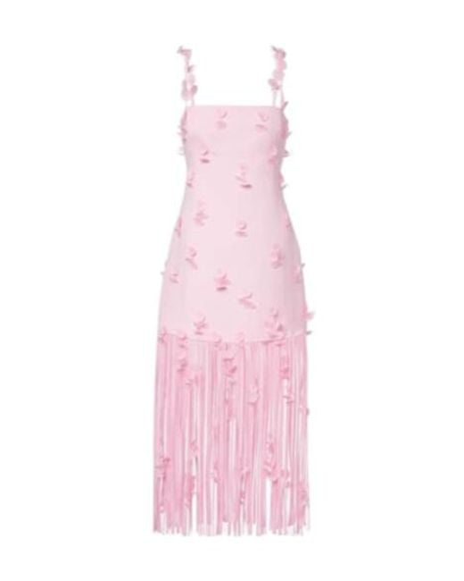 Jonathan Simkhai Pink Juliana Floral-Appliqué Linen-Blend Cocktail Dress