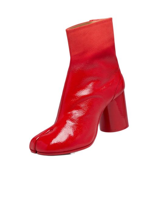 Maison Margiela Red Block Heel Tabi Ankle Boots