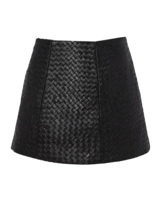 Manokhi Black Woven Leather Mini Skirt