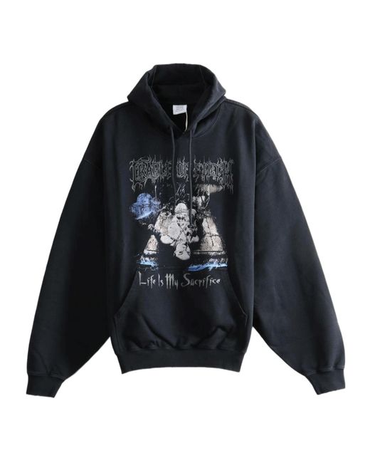 Vetements Blue Long-Sleeved Hooded Sweatshirt for men