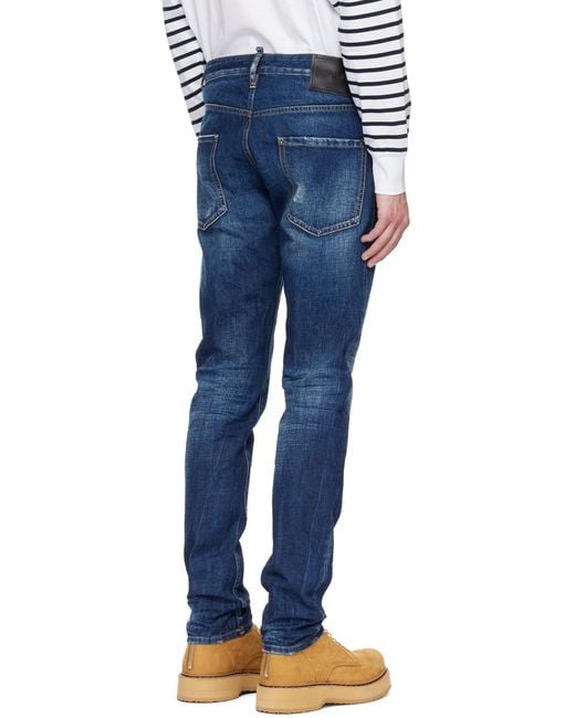 DSquared² Blue Logo Patch Slim-Cut Jeans for men