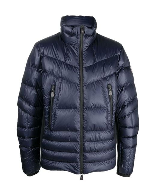 Moncler Blue Logo-Patch Sleeve Padded Jacket for men