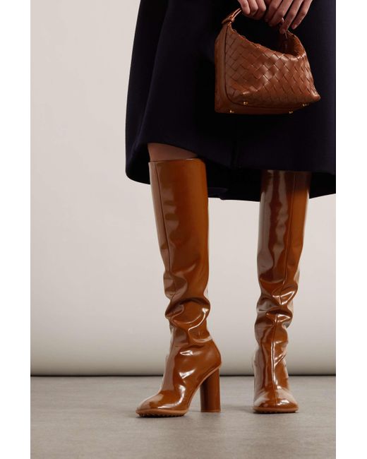 Bottega Veneta Brown Latex Knee Boots
