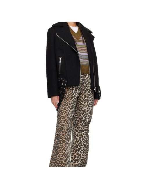Ganni Black Zipped Biker Jacket