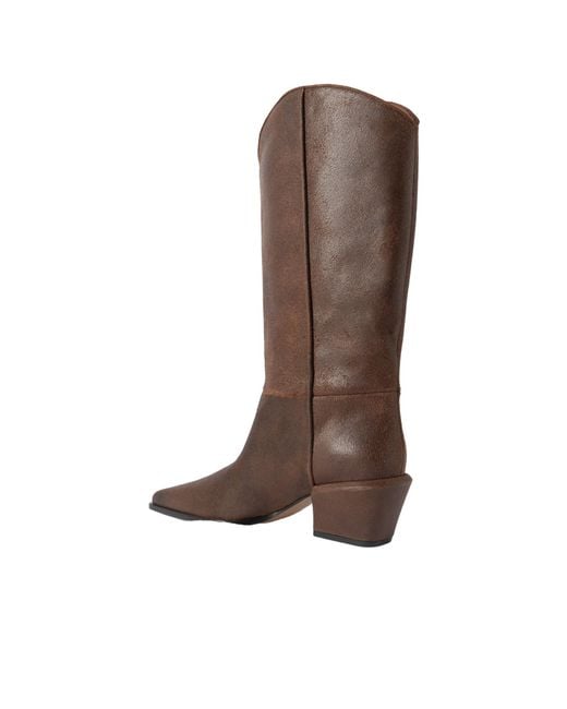 Paris Texas Brown Leather Cowboy Boots