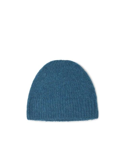 Dries Van Noten Blue Ribbed Knit Beanie Hat for men