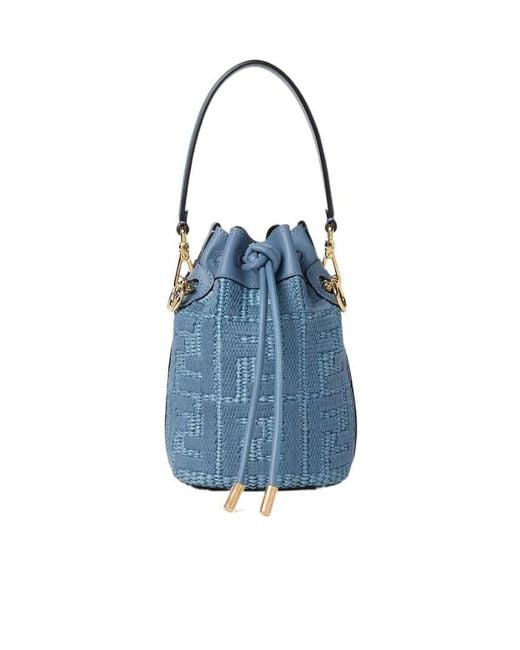 Fendi Blue Mon Tresor Drawstring Bucket Bag