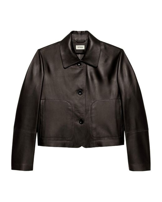 Arma Black Long-Sleeved Leather Jacket