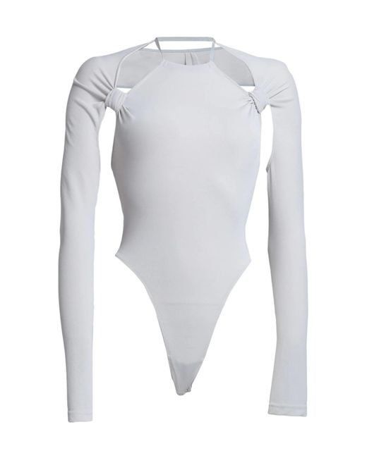 Jacquemus White Solid-Color Chiffon Long-Sleeve Turtleneck