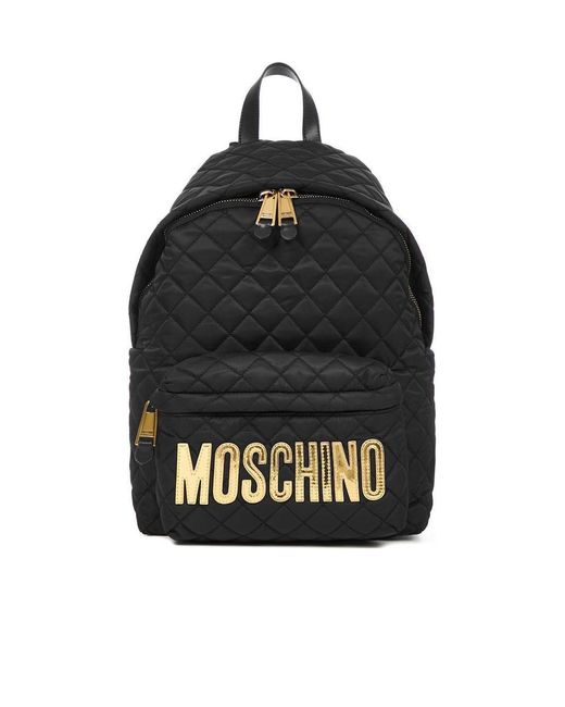 Moschino Black Quilted Backpack