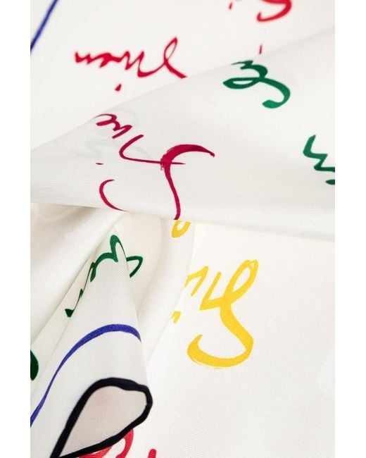 Givenchy White Pattern Scarf