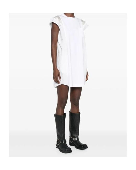 Sacai White Layer-Detail Mini Dress
