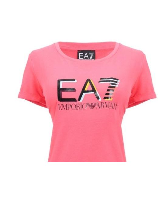 EA7 Pink Logo Printed T-Shirt