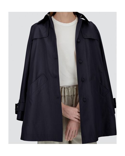 Herno Blue Long Sleeved Buttoned Trench Coat