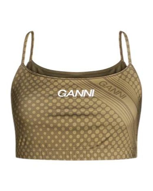 Ganni Metallic Polka Dot Sports Tank Top