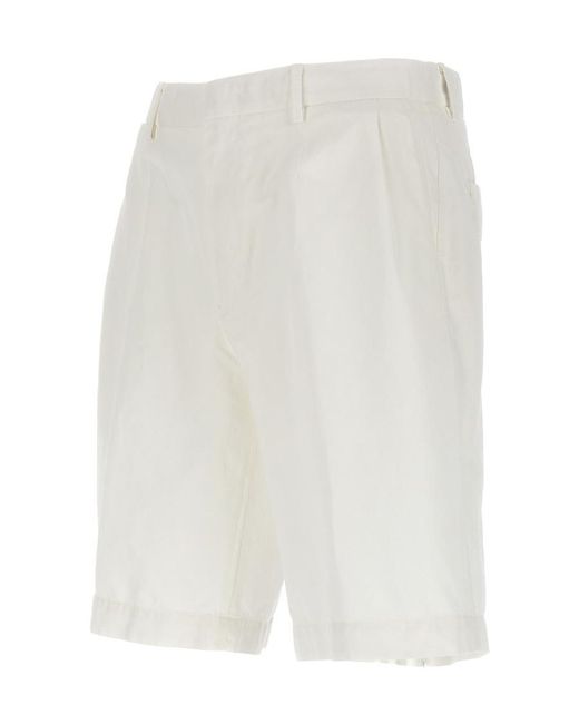 Zegna White Bermuda Shorts With Front Pleats for men