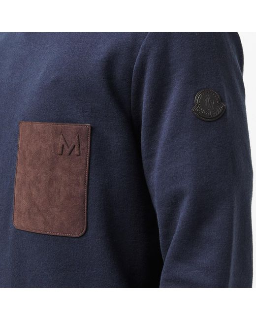 Moncler Blue Crew Neck Long Sleeve Sweatshirt for men