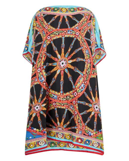 Dolce & Gabbana Multicolor Carretto-Printed Kaftan Dress