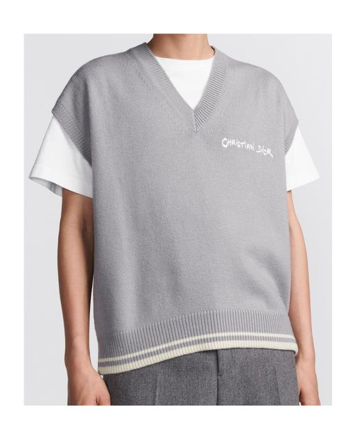 Dior Gray Logo Wool Vest for men
