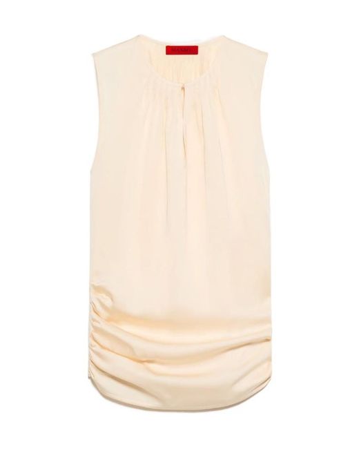 MAX&Co. Natural Satin Top With Draping