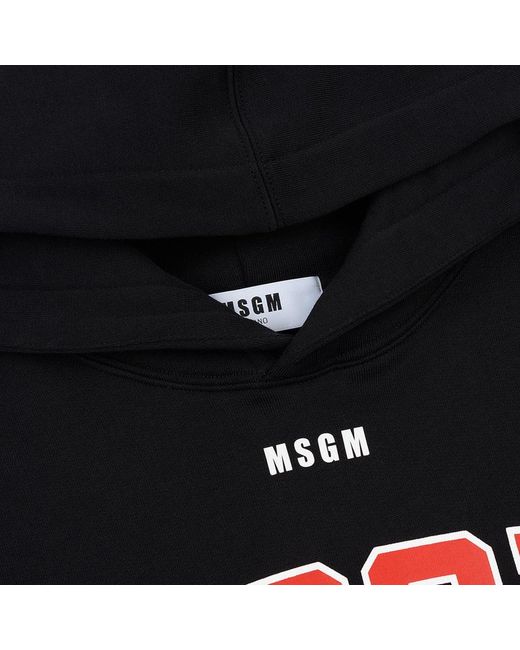 MSGM Black Printed Hooded Hoodie for men