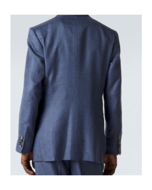 Gabriela Hearst Blue Wool, Silk, And Linen Blazer for men