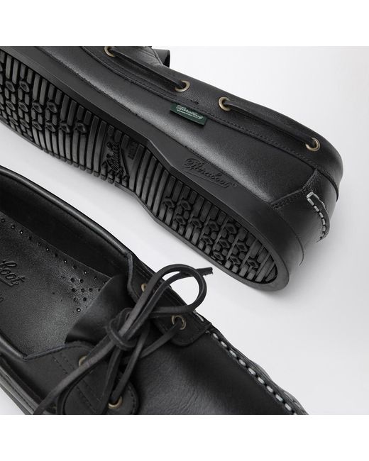 Paraboot Black Almond Toe Lace-Up Shoes for men