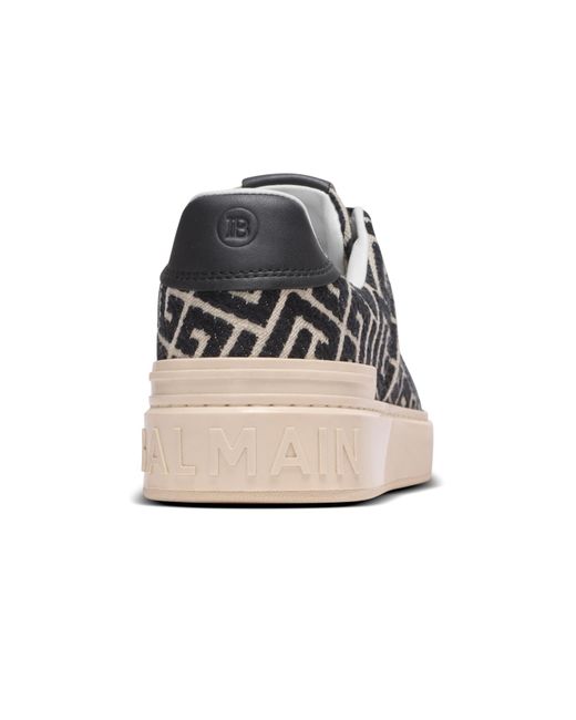 Balmain Brown Monogram Jacquard B-Court Trainers