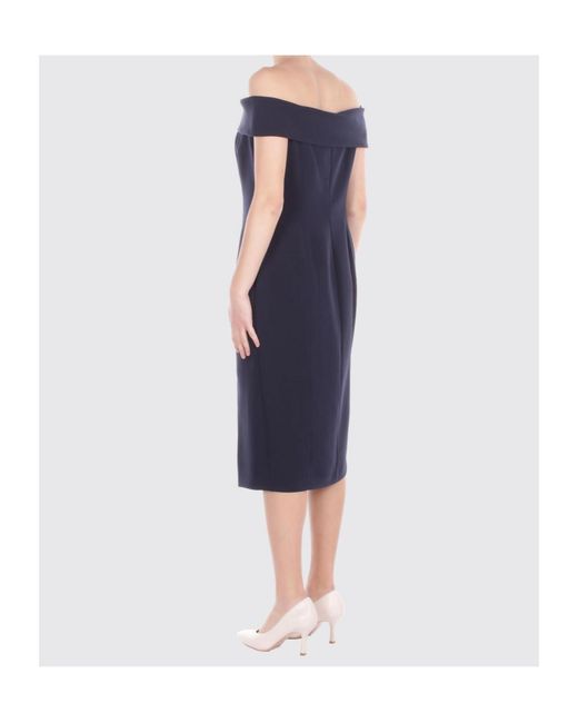 Ralph Lauren Blue Lauren Off-Shoulder Slit-Detailed Dress