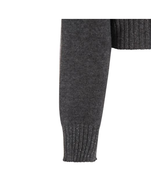 Twinset Gray Metallic-Effect Trim Sweater