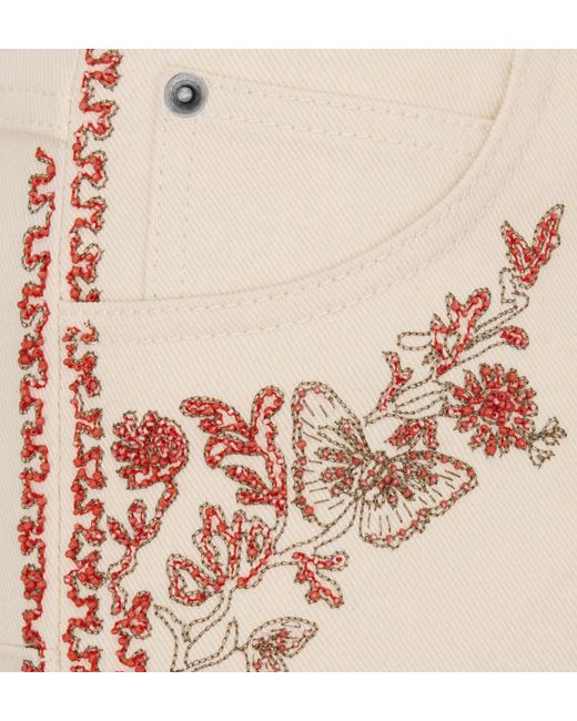 Dior White Embroidered Fitted Jeans