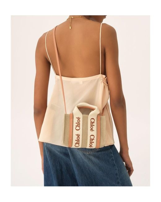 Chloé Natural Chloé Woody Mini Tote Bag